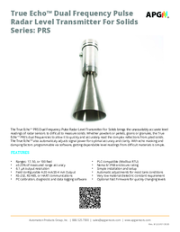 Thumbnail of document Data Sheet - PRS Frequency Pulse Radar Level Transmitter For Solids